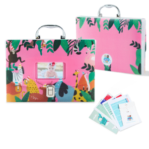 Baby Document Organizer with 12 Pockets – Durable Keepsake Folder for Boys & Girls, Silver Metal Handle & Lock, Perfect for Pregnancy & Baby Records