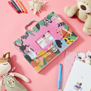 Baby Document Organizer with 12 Pockets – Durable Keepsake Folder for Boys & Girls, Silver Metal Handle & Lock, Perfect for Pregnancy & Baby Records