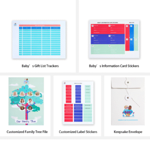 Baby Document Organizer with 12 Pockets – Durable Keepsake Folder for Boys & Girls, Silver Metal Handle & Lock, Perfect for Pregnancy & Baby Records