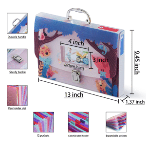 Baby Document Organizer with 12 Pockets – Durable Keepsake Folder for Boys & Girls, Silver Metal Handle & Lock, Perfect for Pregnancy & Baby Records