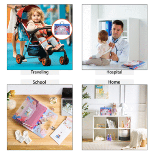 Baby Document Organizer with 12 Pockets – Durable Keepsake Folder for Boys & Girls, Silver Metal Handle & Lock, Perfect for Pregnancy & Baby Records