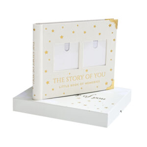 BLUSHY BABY Book Keepsake, Baby Memory Book From Pre-Birth to 5th Year, with 2 Photo Pockets, Milestone Stickers, Hand/Footprint Inkpad, Information Card, Baby Album and Memory Book for Girls or Boys